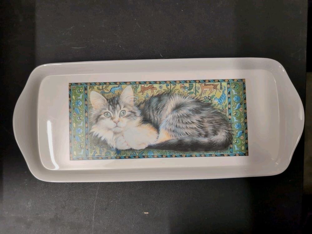 Vintage Clover Leaf Lesley Ann Long Hair Cat Melamine Serving Tray 14"